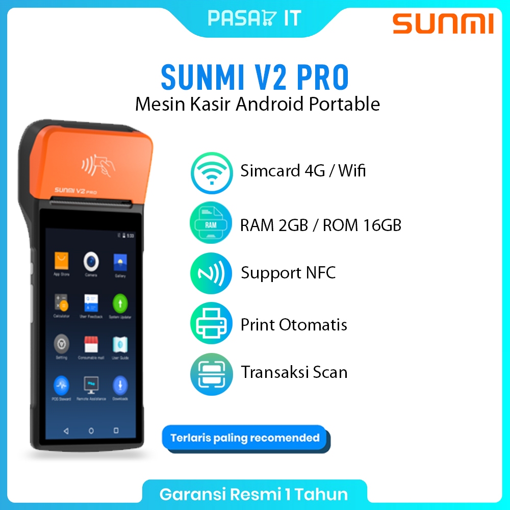 Jual Mesin Kasir Android Portable Sunmi V Pro G Wifi Nfc Ram Gb