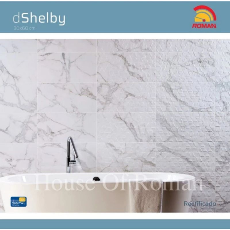 Jual Roman keramik kamar mandi W63361R dShelby Carrara 60x30 / keramik