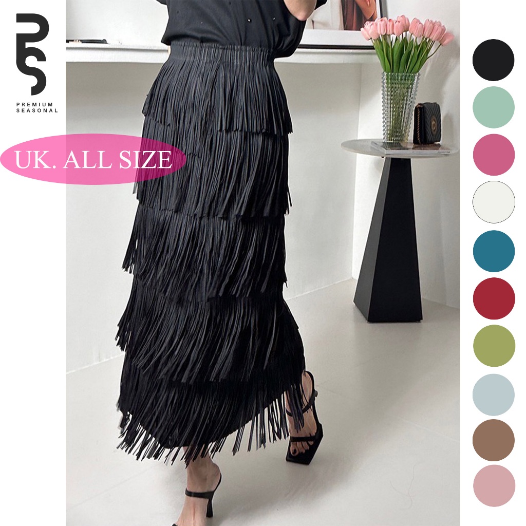 Jual ROSELA LONG SKIRT - Rok Wanita Spandex Rumbai Panjang | Shopee ...