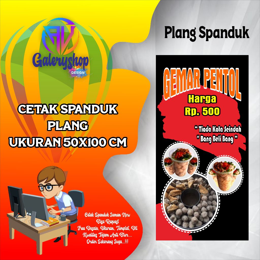 Jual Mmt Spanduk Banner Jualan Pentol Dan Bakso Dll Ukuran 50x100 Cm Custom Shopee Indonesia 0542