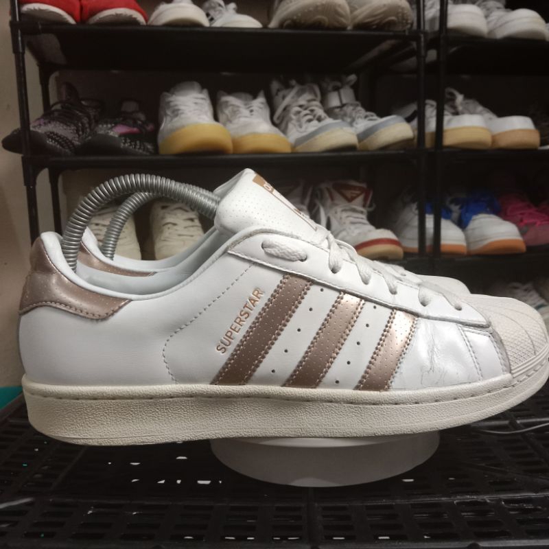Jual Sepatu second Adidas Superstar white rosegold 40-41 Shopee