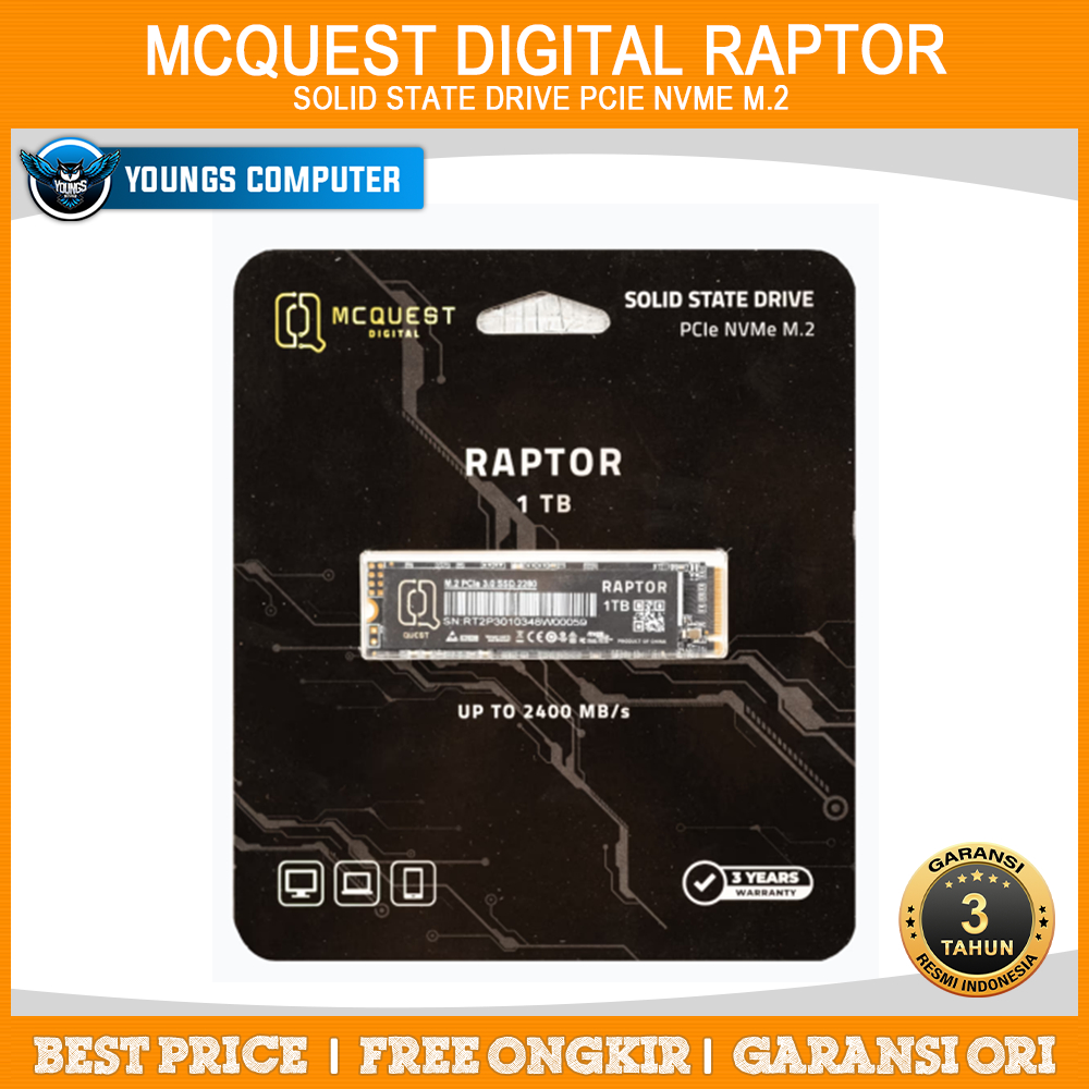 Jual SSD McQuest Digital Raptor 256GB 512GB 1TB NVME M.2 Gen3 up to ...