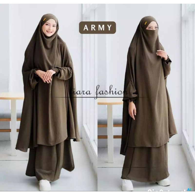 Jual French khimar set gamis cringkle | Shopee Indonesia