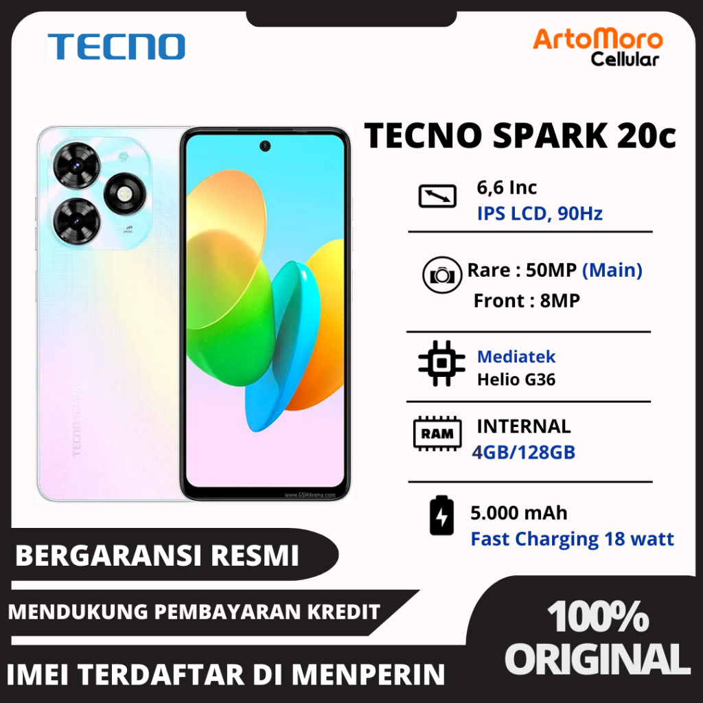 Jual Tecno Spark 20c Nfc 48gb128gb Stereo Dual Speaker Dynamic Port 66” Hd 90hz Screen 4975