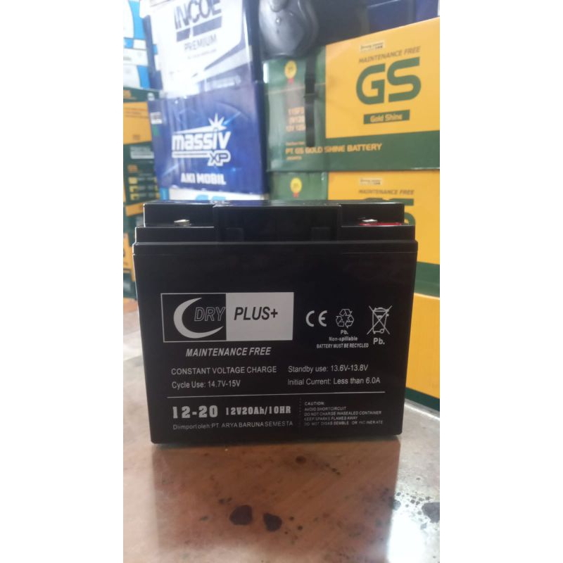 Jual aki genset 12volt 20ah np20-12 12v20ah dry plus | Shopee Indonesia