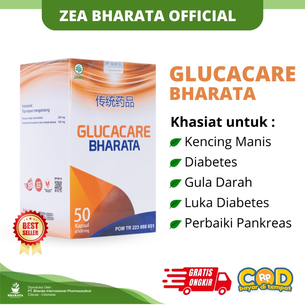 Obat Diabetes Gula Darah Tinggi Ampuh Jamu Diabet Diabetes Kering Dan Basah Penurun Gula Darah Luka Diabetes Kencing Manis Paling Mujarab Glucacare Bharata 100% Asli