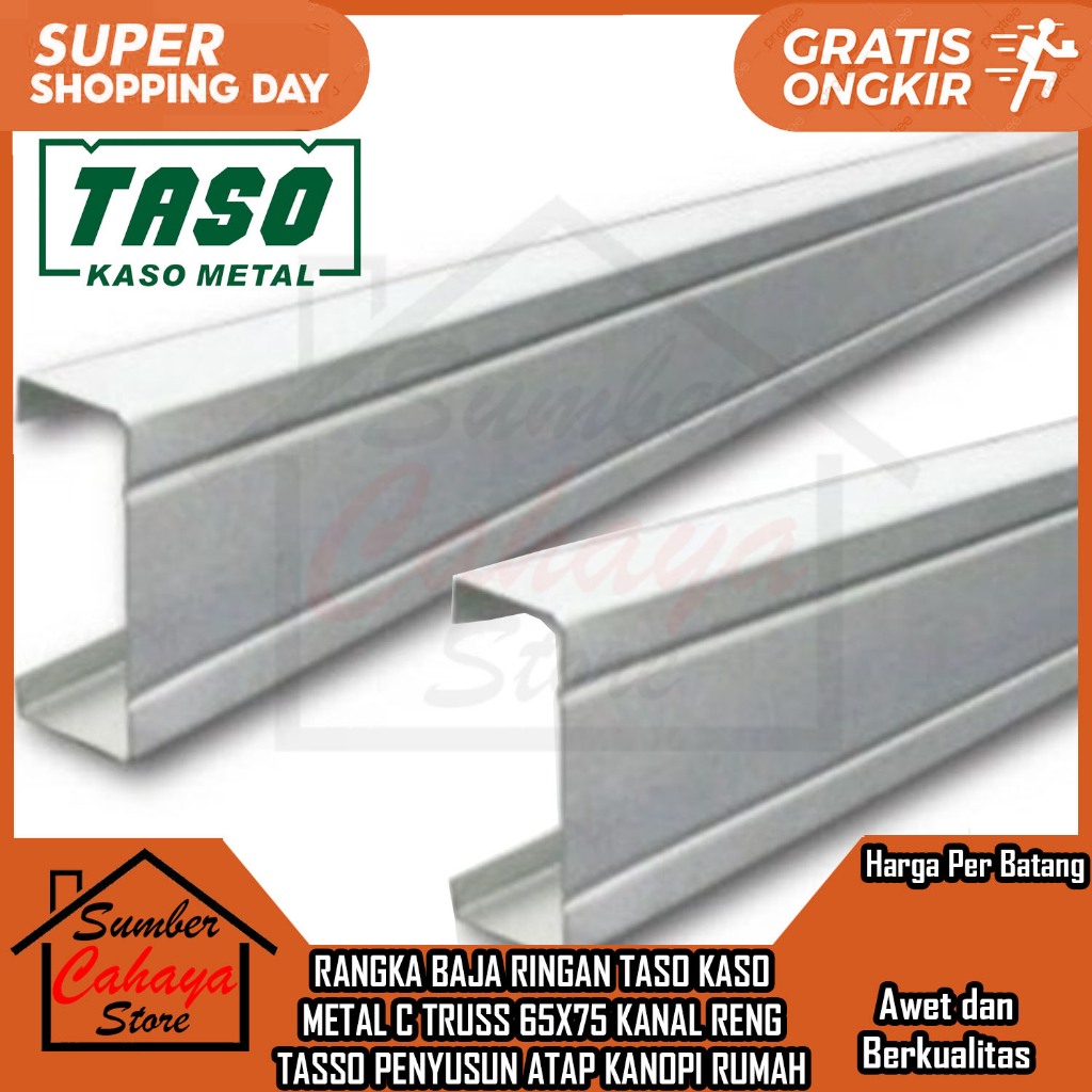 Jual Instant Rangka Atap Baja Ringan Kanal C Taso Kaso Metal Truss 65x75 Kanal Reng Tasso