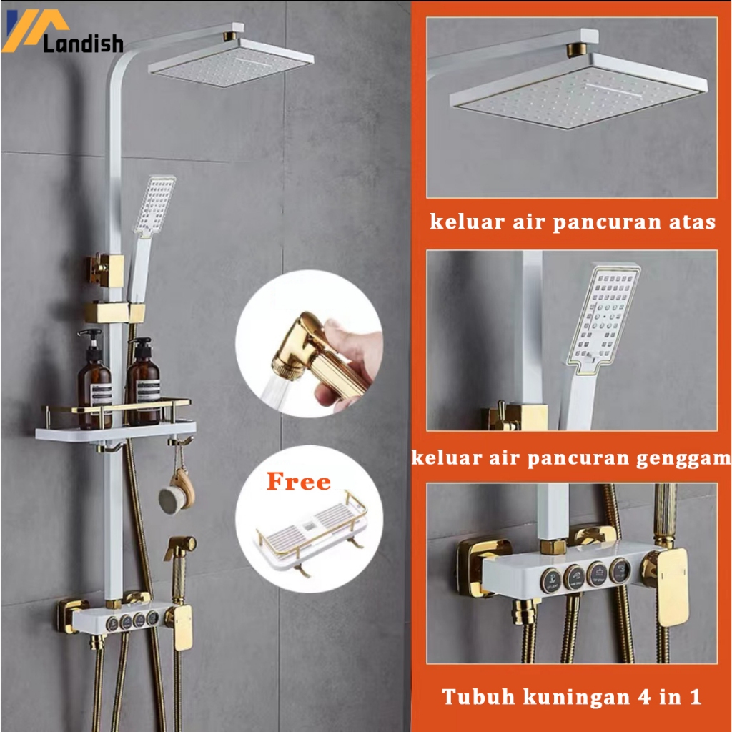 Jual ⚡Garansi⚡ Kuningan Shower Kamar Mandi 4 Dalam 1 Set Panas-Dingin ...