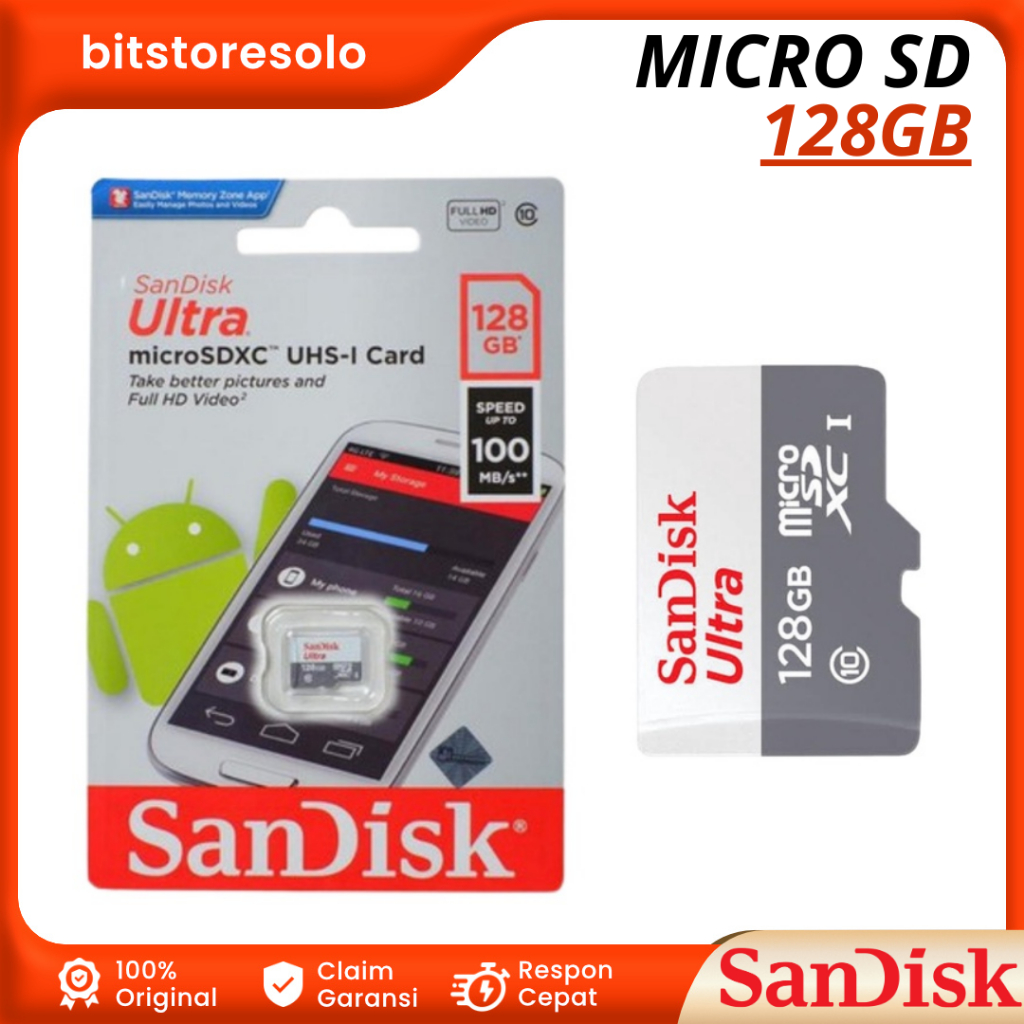 Jual Micro SD MMC Memory Card Sandisk 128GB Class 10 Memory Sandisk 128 ...