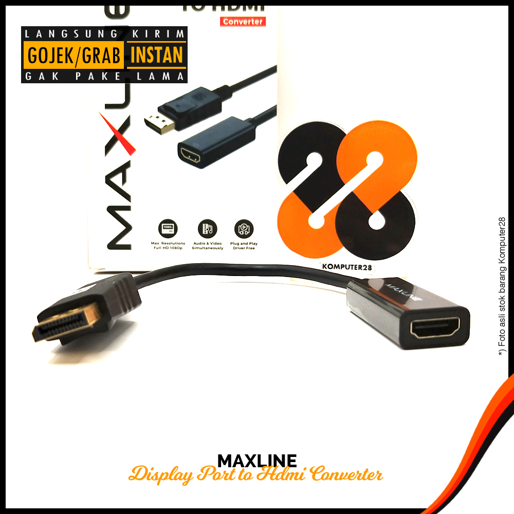 Jual Maxline Display Port DP to HDMI Converter Adapter | Shopee Indonesia