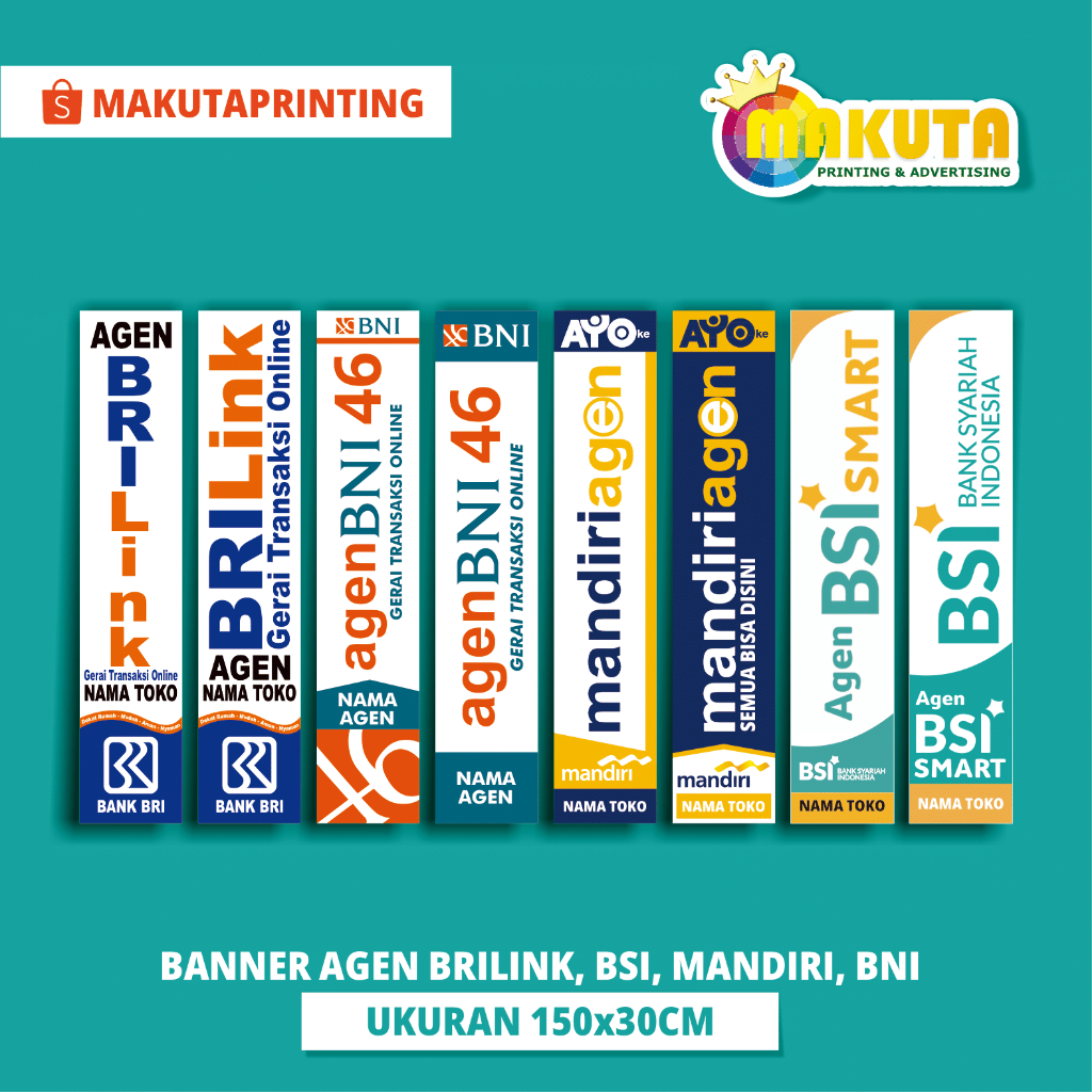 Jual Cetak Spanduk Banner Agen BRILINK BSI SMART MANDIRI BNI46 Umbul ...