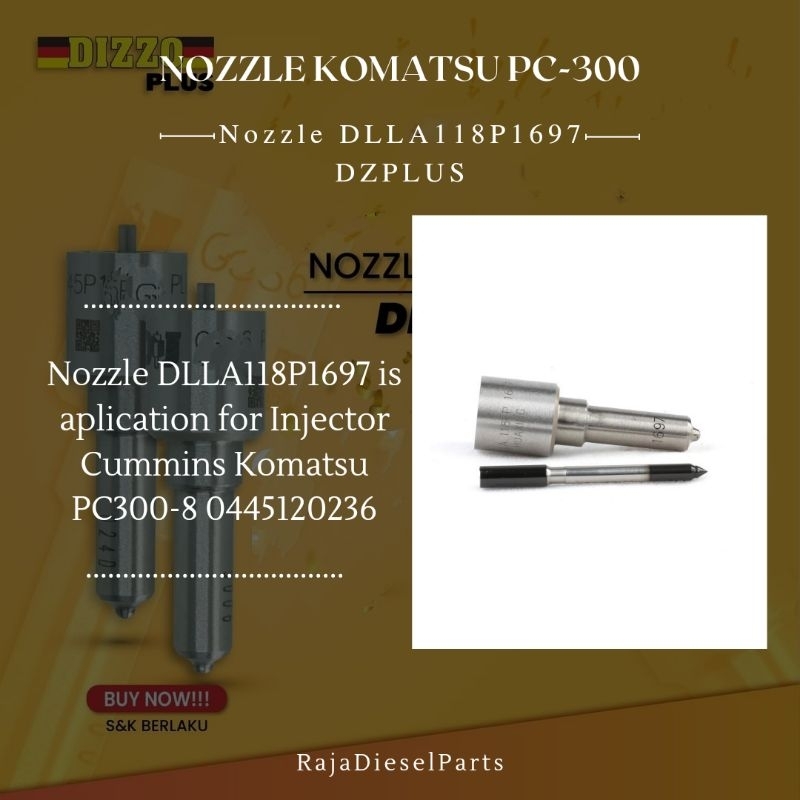 Jual Nozzle Injector Komatsu PC 300-8 DLLA118P1697 P1697 - Nosel Nozel ...
