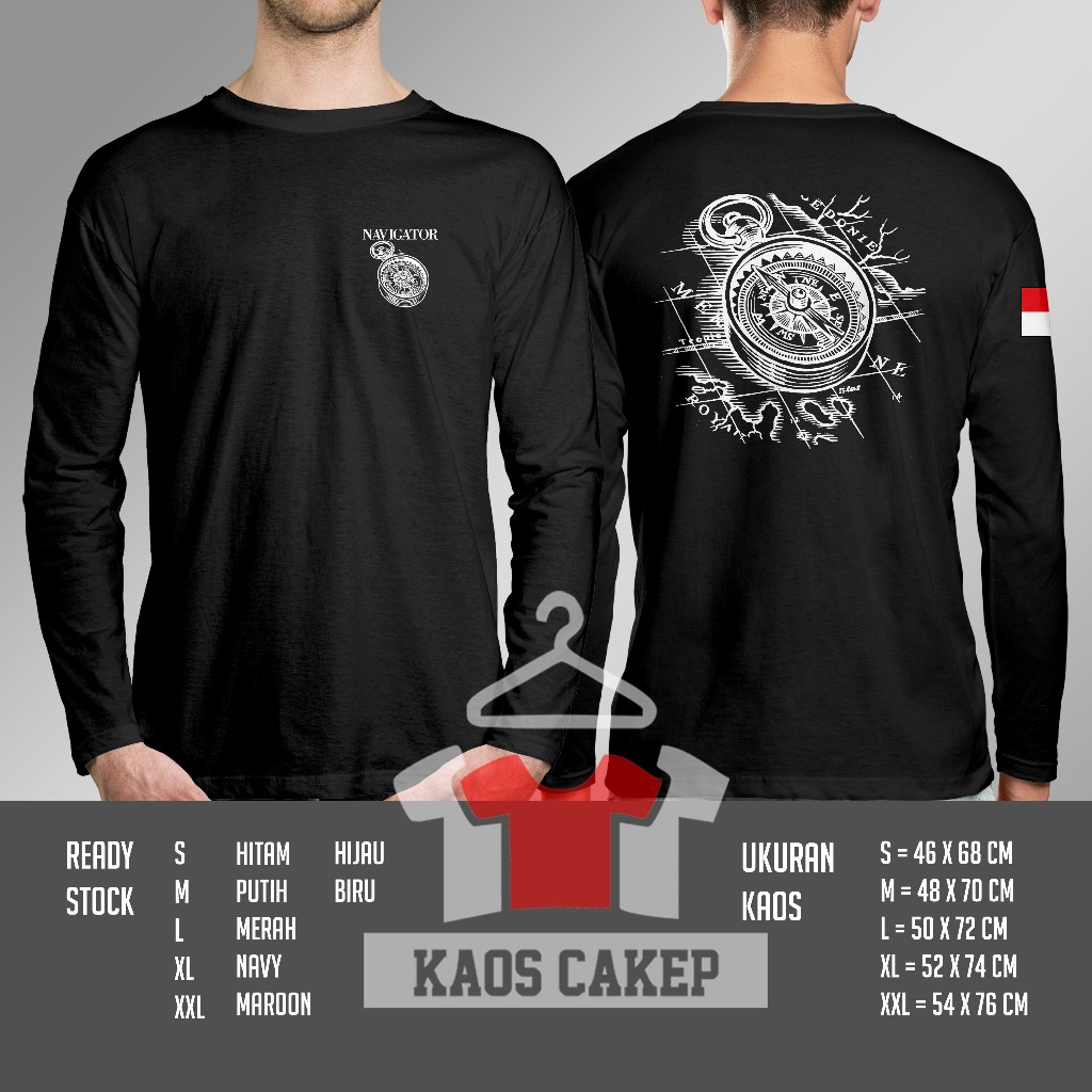 Jual Kaos Arah Mata Angin Kompas Navigator Lengan Panjang Baju Distro