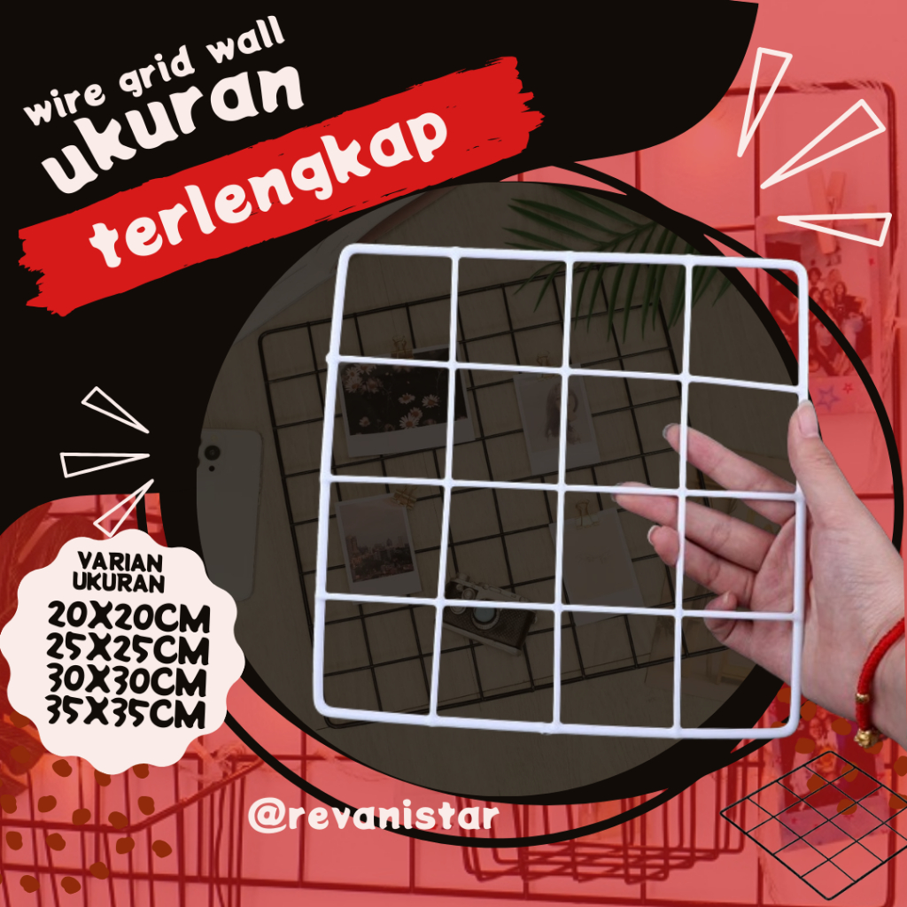 Jual Wire grid wall 30x30cm kawat ram dinding untuk foto polaroid notes ...