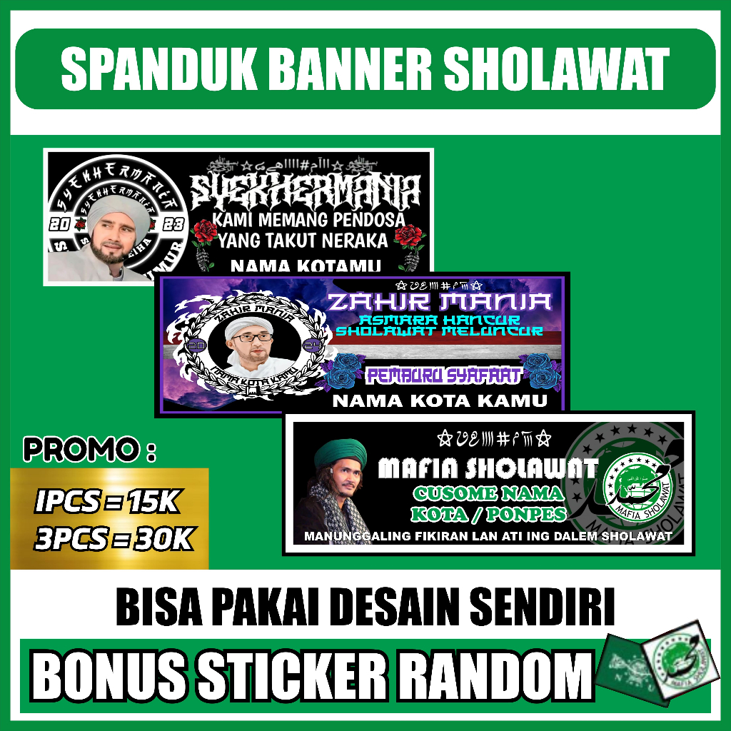 Jual Banner Spanduk Sholawat Syekher Mania Mafia Sholawat Zahir