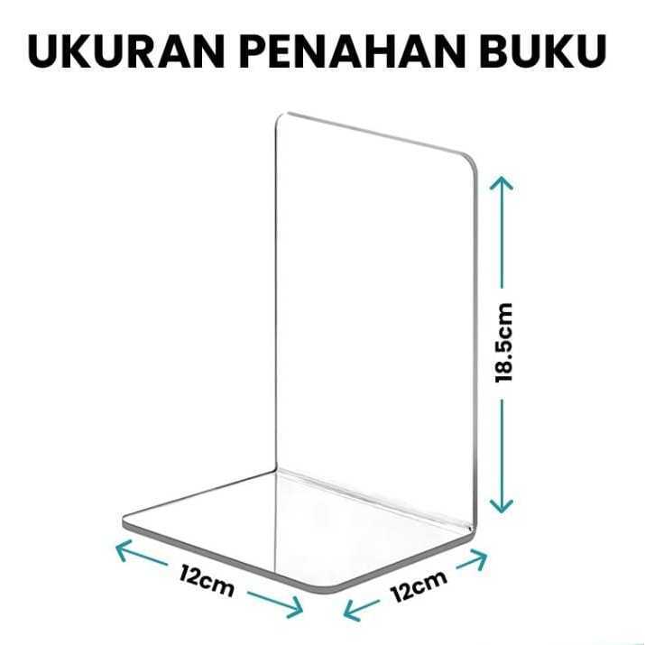 Jual PEMBATAS BUKU / PENYANGGA BUKU / PENAHAN BUKU AKRILIK (12 x 12 x