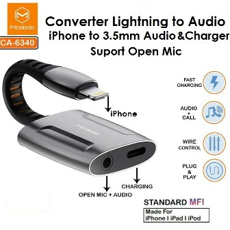 Jual MCDODO iPhone Audio Converter Lightning to AUX Jack