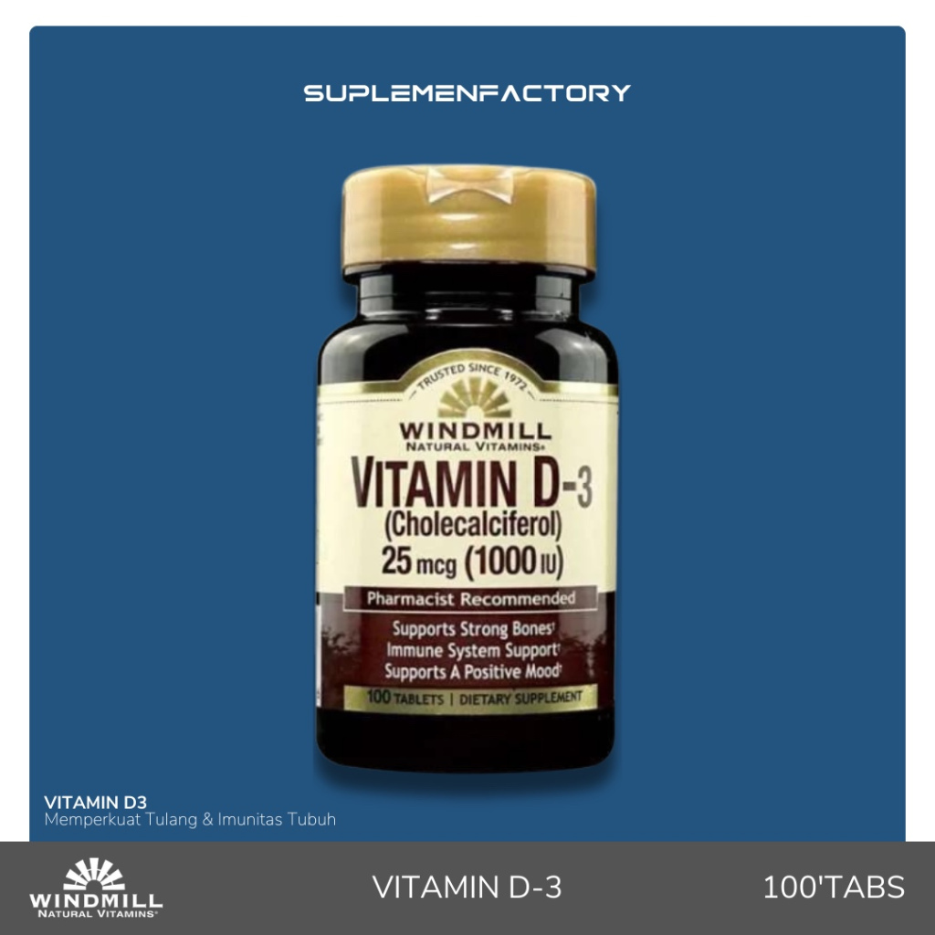 Jual Windmill D3 1000 IU 100 Tablet Vitamin D3 Shopee Indonesia