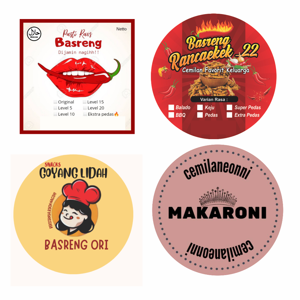 Jual Stiker Basreng Custom Stiker Label Snack Jajanan Kemasan Pouch