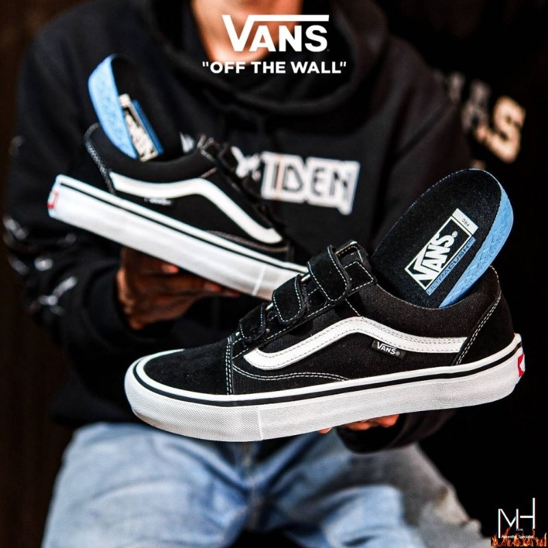 Vans Oldskool Velcro Pro Black White Ss20 Original 100%