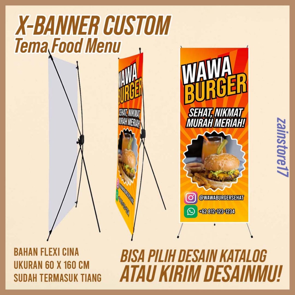 Jual X-BANNER BAHAN FLEXI CINA CUSTOM TERMASUK TIANG - ukuran 60 x 160 ...