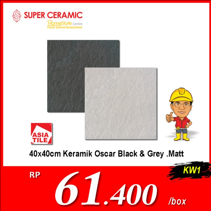 Jual Asia Tile 40x40 Keramik Kasar Oscar Black Oscar Grey Shopee