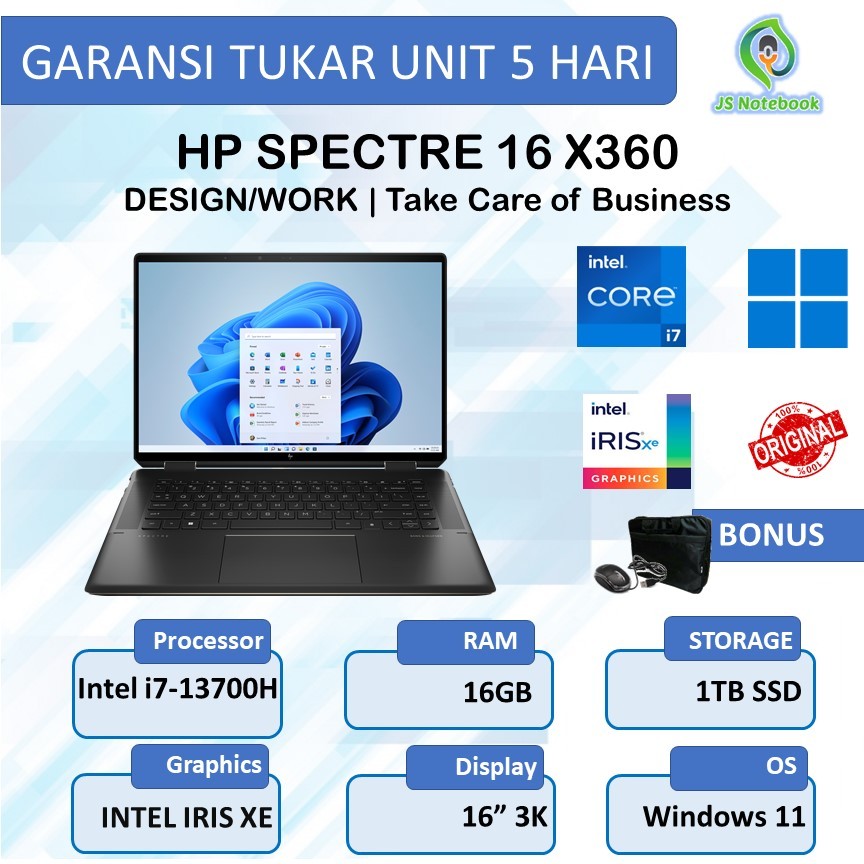 Jual Laptop Hp Spectre 16 x360 Touch i7-13700H 16GB 1TB SSD Win11 ...