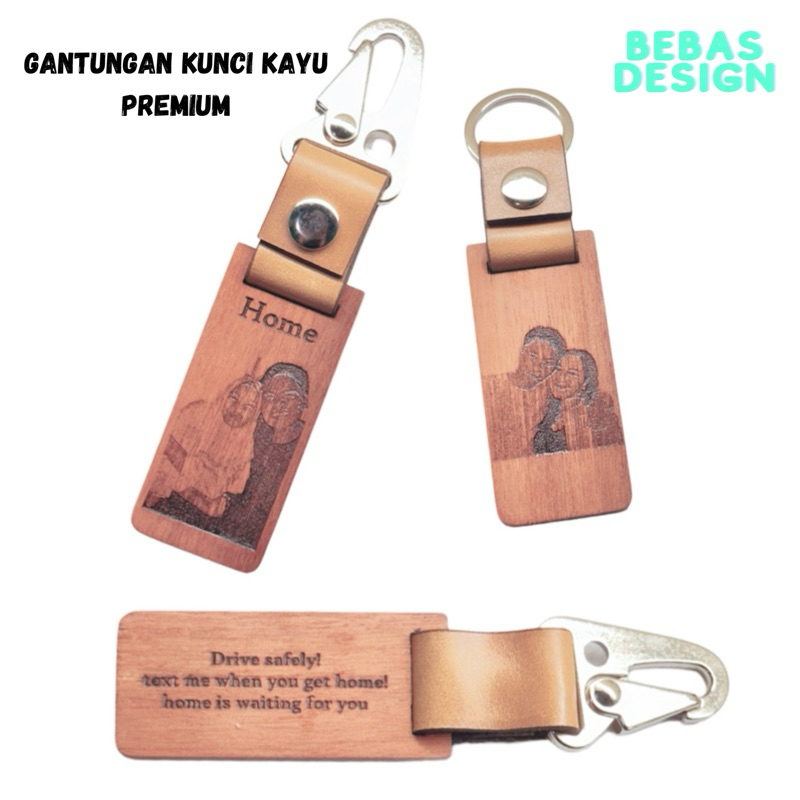 Jual Gantungan Kunci kayu premium custom drive safe req gambar dan