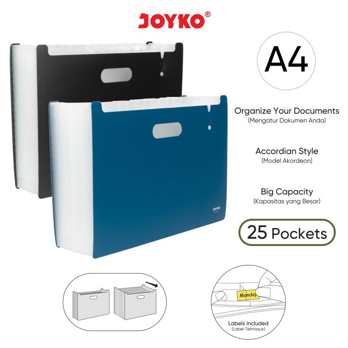 Jual ART D13A Expanding File Map Organizer Joyko EF7A4 25Pockets