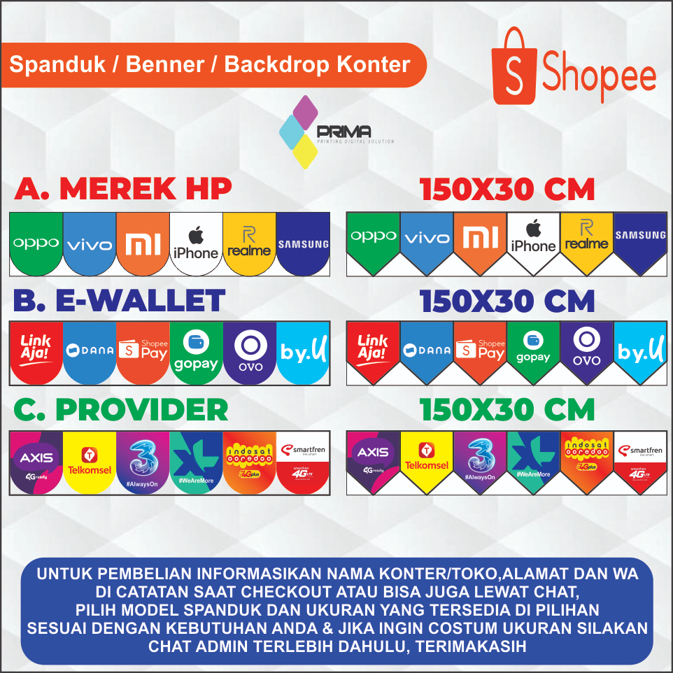 Jual Spanduk Banner Renda Konter Hiasan Konter Dekorasi Konter Promosi Konter Shopee Indonesia