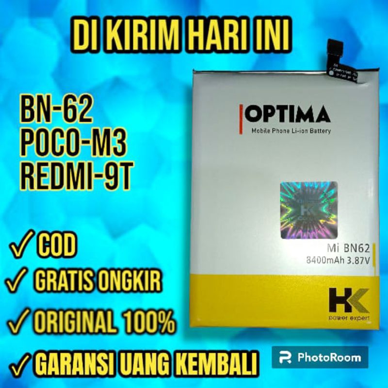 Jual baterai hk bn 62 bn62 poc0 M3 double power redmi 9t original HK ...