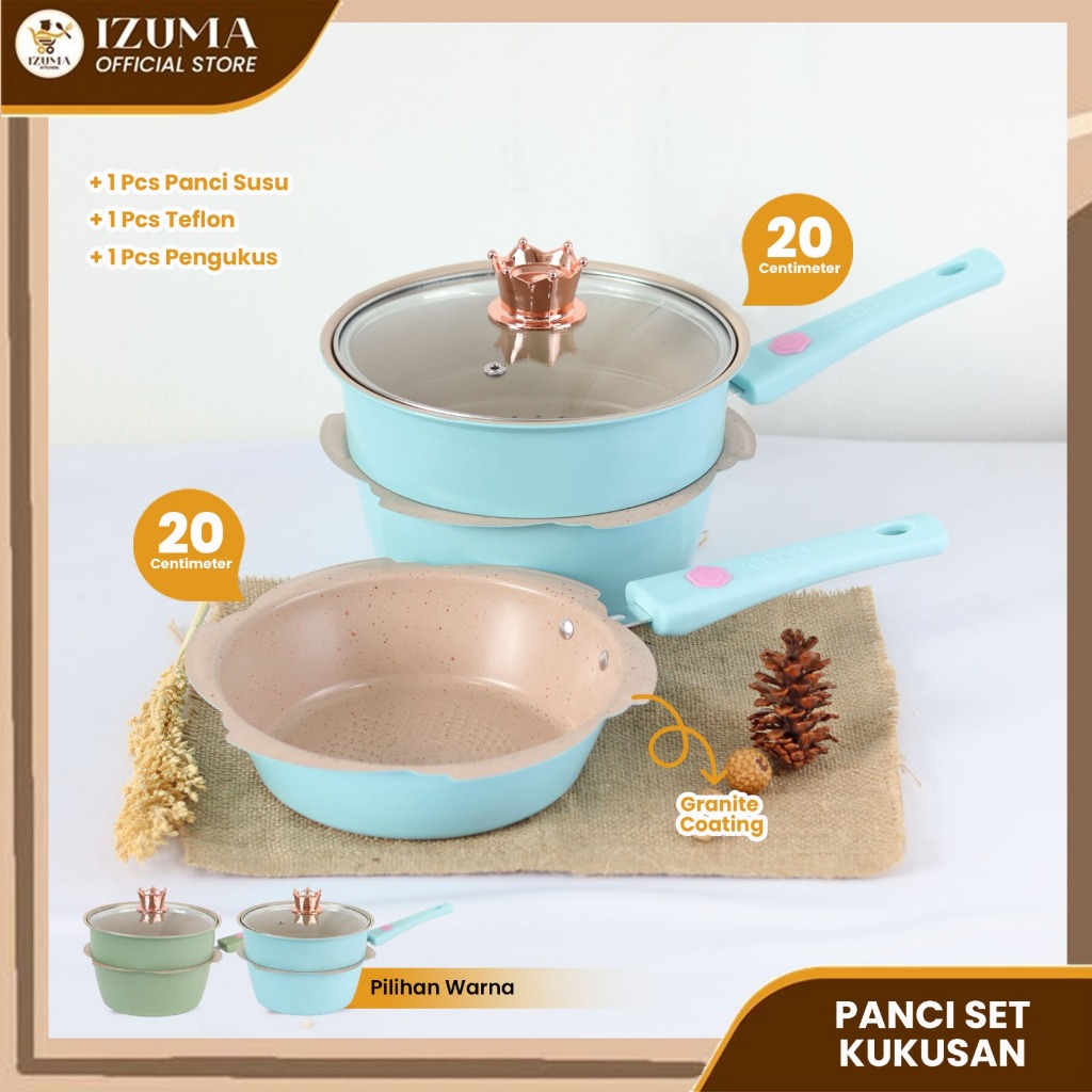 Jual IZUMA Panci Mpasi Set Bayi 4 IN 1 / Kukusan Granit Wajan Keramik