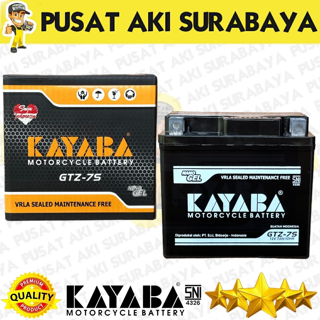 Jual PRODUK ORIGINAL KAYABA GTZ7S AKI KERING MOTOR FINO GRANDE R15 NMAX