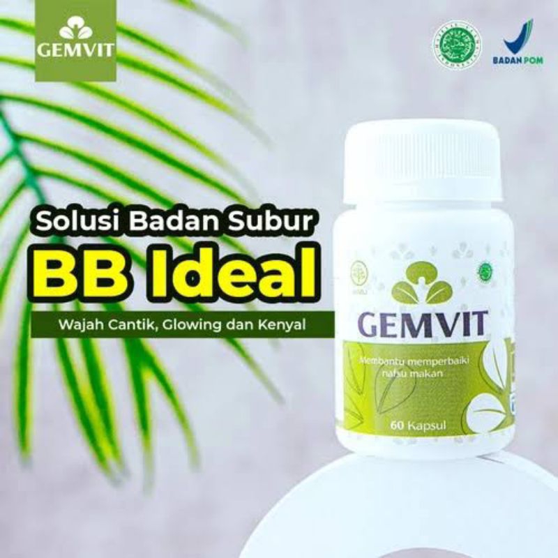 Jual GEMVIT Suplemen Penambah Berat Badan Penggemuk badan Alami @60 ...