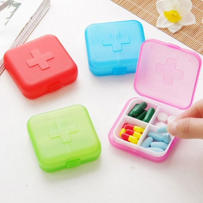 Jual KOTAK OBAT MINI 4 SEKAT Portable | Wadah Tempat Penyimpanan ...