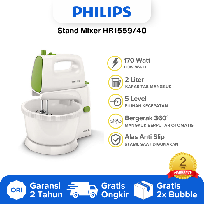 Jual Stand Mixer Philips HR1559/40 2 Liter Mikser Standing Phillips