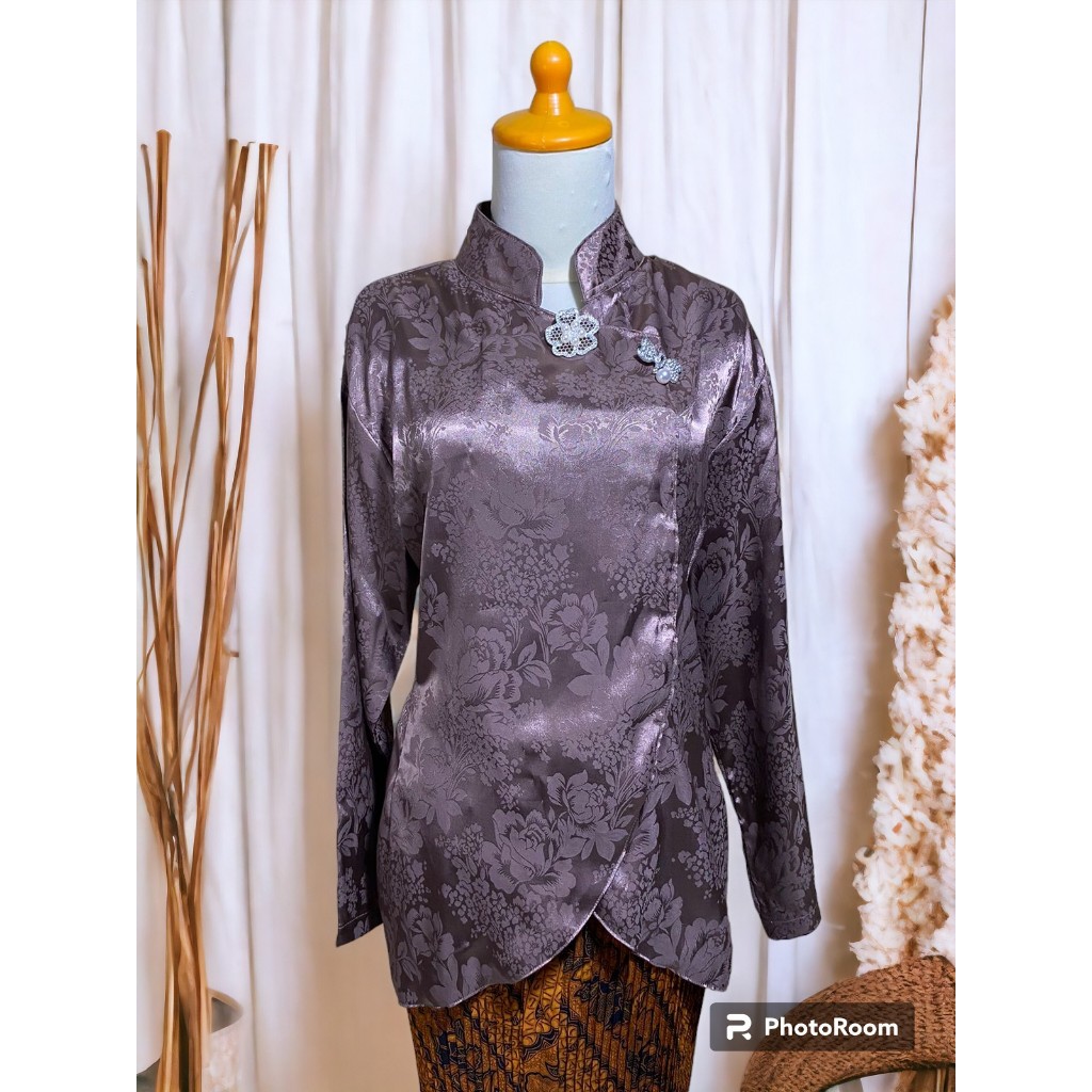 Jual Kebaya Gadis Kretek Kebaya Janggan Jawa Coklat Tua Jacquard