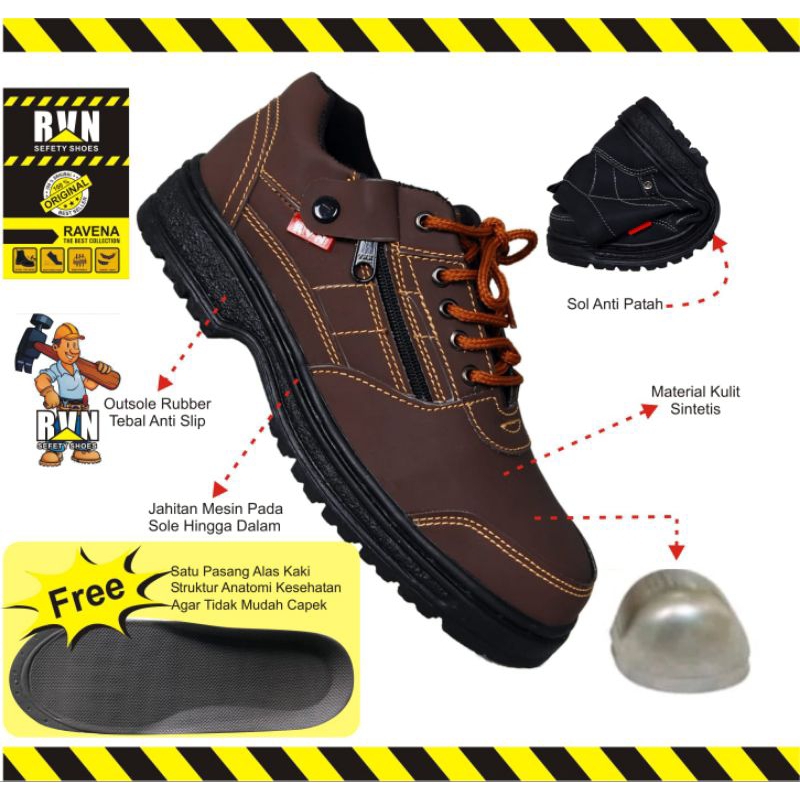 Jual RVN Sepatu Safety Kulit Suede Resleting - Safety Shoes Pendek ...