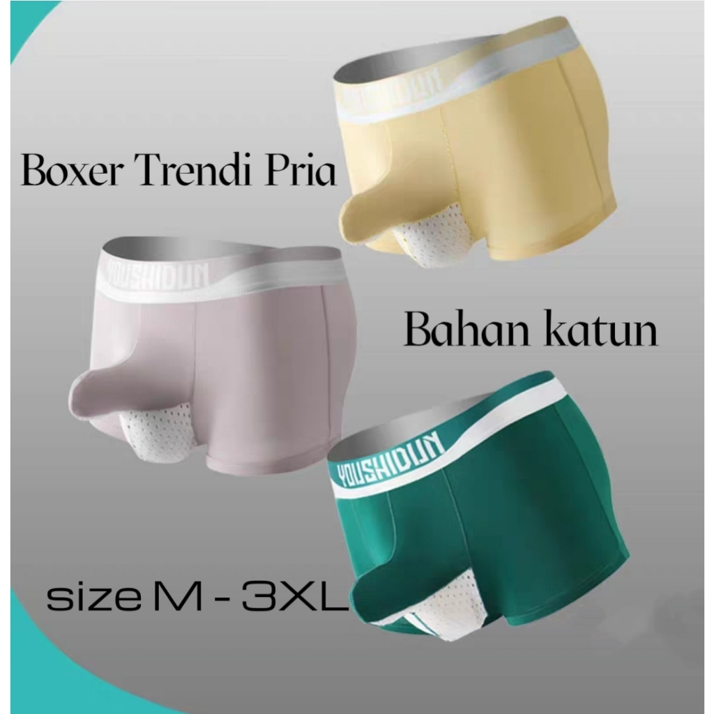 Jual Boxer Pria Dewasa Trendi Bahan Katun, Celana Dalam Cowok Seksi