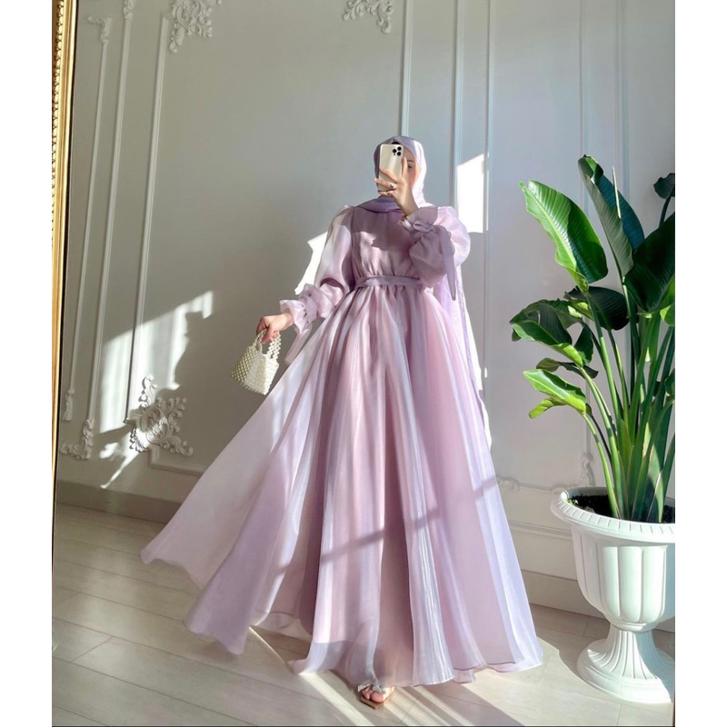 organza dress hijab dress muslim bahan organza