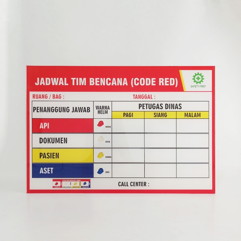 Jual Papan Code Red Murah 31,5 x 46,5 cm - Papan Akrilik Daftar Petugas ...