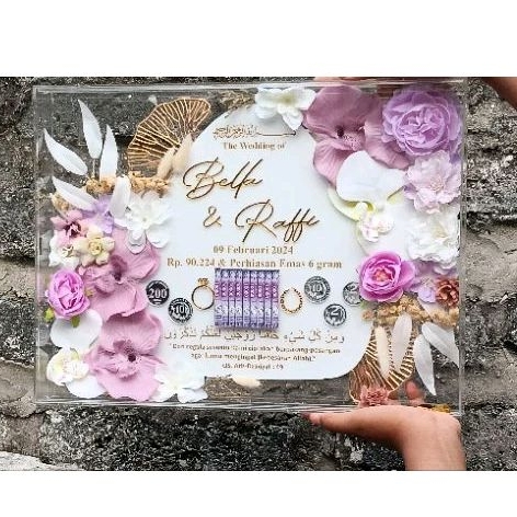 Jual Mahar box akrilik murah free custom warna dan tema bunga, mahar ...