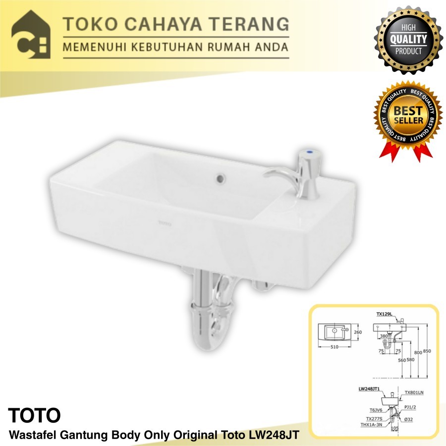 Jual Wastafel Gantung Toto LW248CJ Body Only Wastafel Cuci Tangan