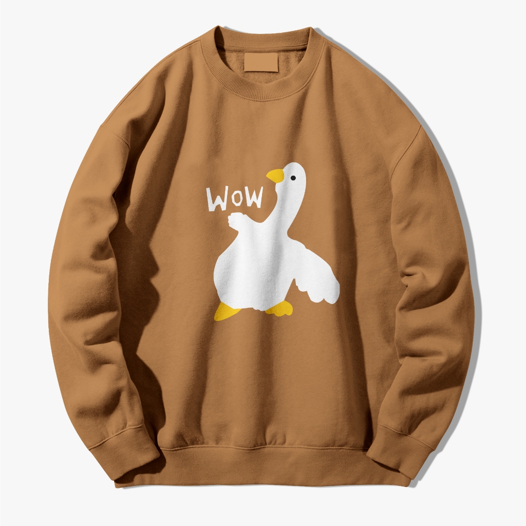 Jual Crewneck Sweatshirt sweater Wow Duck Sweater Polos premium