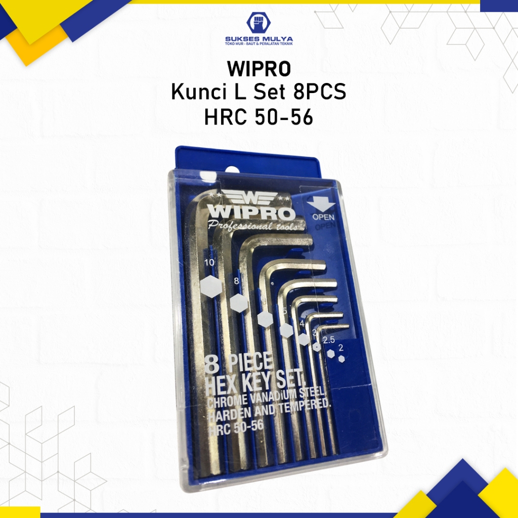 Jual WIPRO Kunci L Set 8 PCS 2 10mm Box PVC Biru HexKey SET CRV Pendek Shopee Indonesia