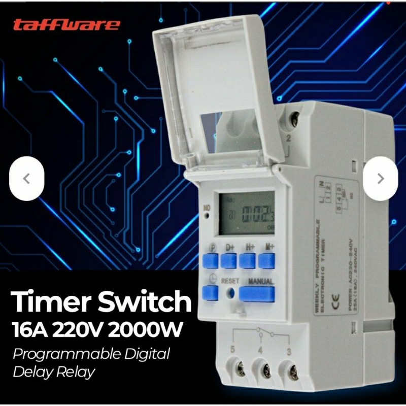Jual Taffware Programmable Digital Timer Switch Relay 20 Program 220v ...