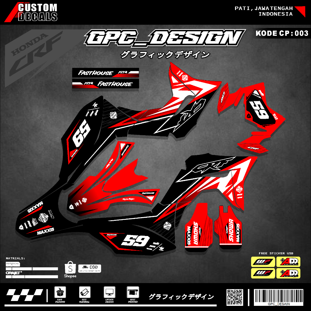 Jual Sticker Decal Crf L Full Body Decal Crf Custom Super Glossy