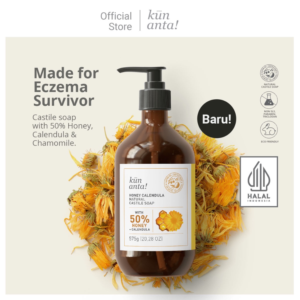 Jual Sabun EKSIM Kun Anta! HONEY CALENDULA NATURAL CASTILE SOAP Eczema Psoriasis Dermatitis