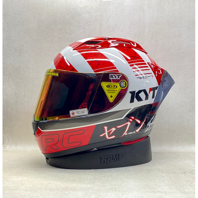 Jual KYT RC Seven #17 White Red || Paket Ganteng Visor Iridium Spoiler ...