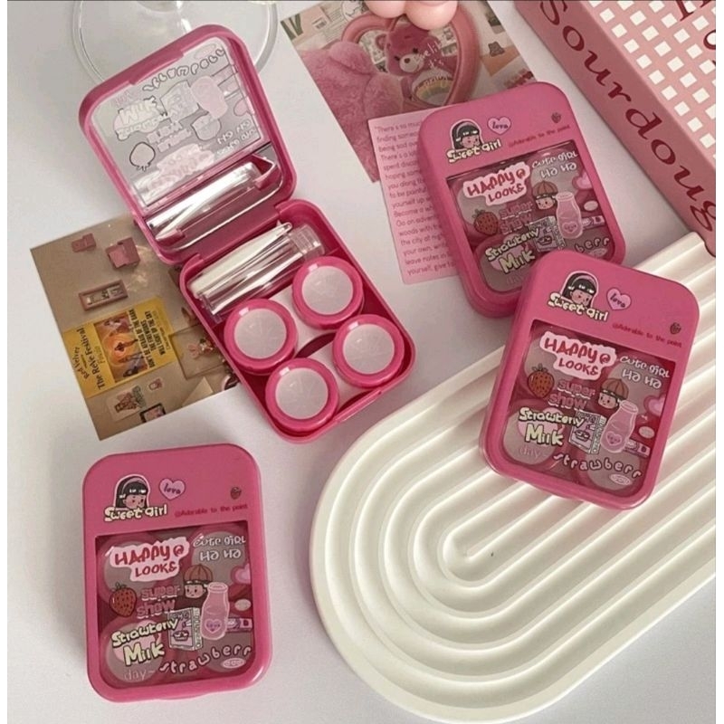 Jual Tempat Softlens Wadah Caselens Sweet Girl Pink & Bunny Pink ...